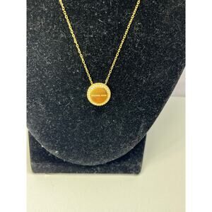 Michael Kors Gold-Tone Pave Crystal Logo Disc Pendant Necklace - Authentic